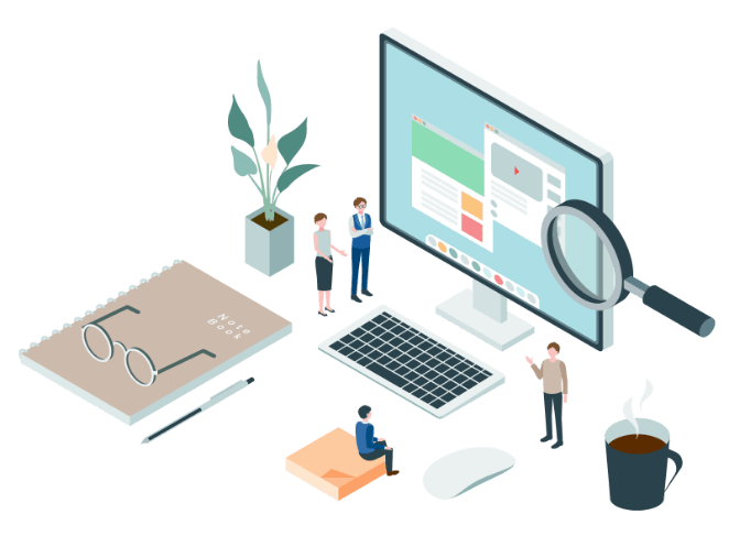 相談しながらサイト制作に取り組むイラスト