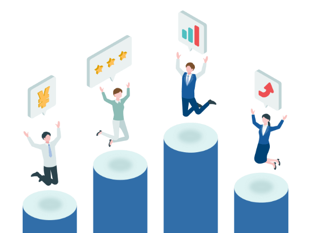 経営のゴールに向かって進むイラスト